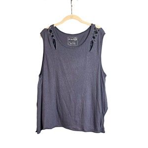 We The Free Summers End Sleeveless Linen Blend Oversized Boxy Slub Knit Tank M